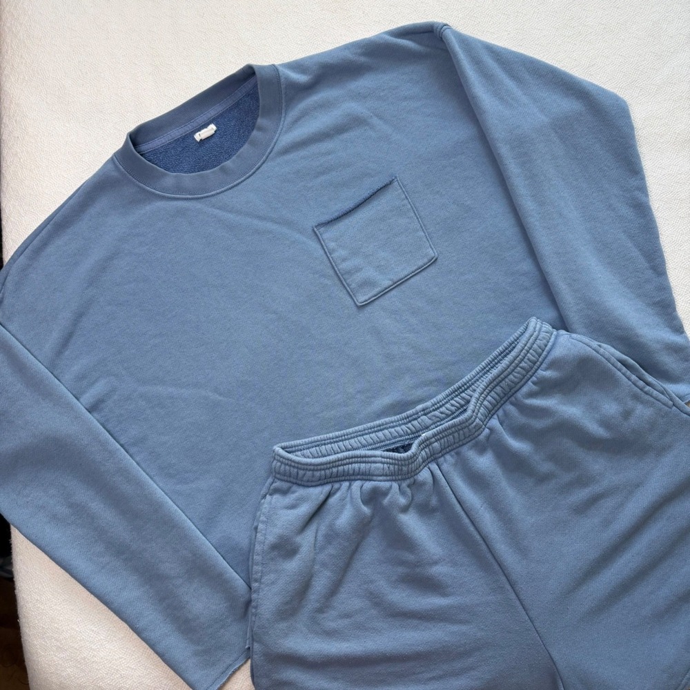 Aerie Blue French Terry Lounge Set Sweatshirt and Shorts Medium 5677032182